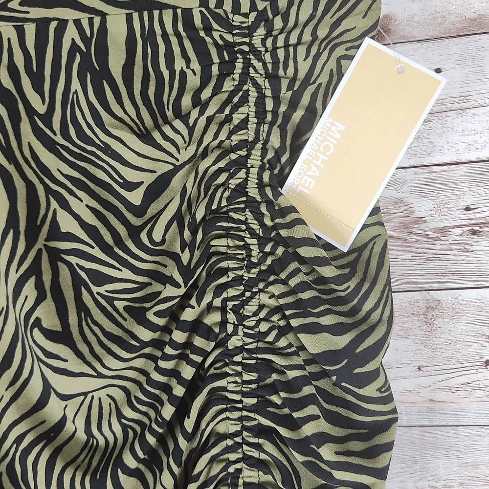 NWT, Michael Kors, Women's Olive and Black zebra print skirt, Sz M - Picture 3 of 11